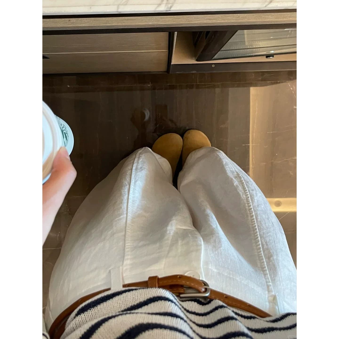 화이트 면 린넨 와이드 레깅스 바지 여름 얇은 스타일 통통한 여동생 mm 느긋한 바람 하이웨이스트 루즈핏 스트레이트 캐주얼 9부 바지 이미지 4