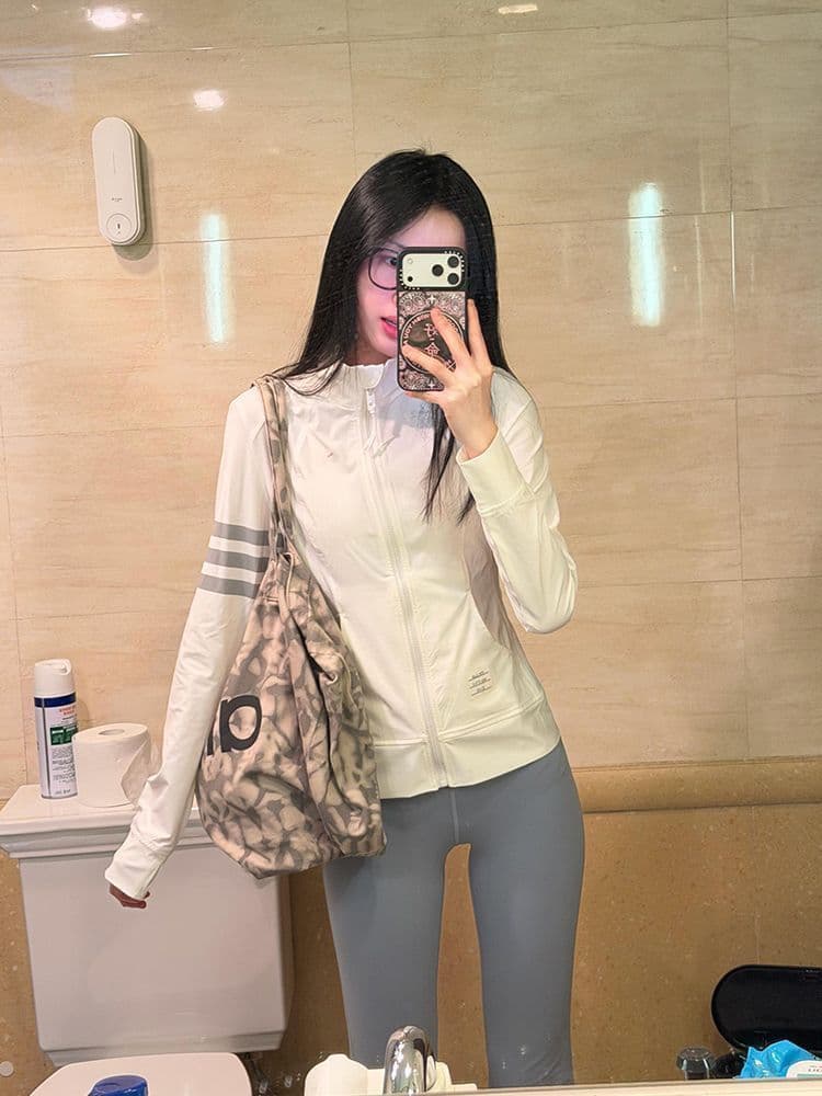 아메리칸 레트로 패치워크 화이트 지퍼 자외선 차단 의류 여성 여름 루즈핏 슬림해 보이는 디자인 센스 다용도 재킷 트렌디 상세 이미지 3