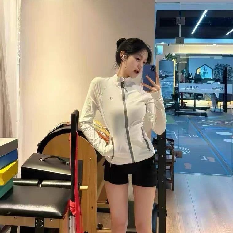 화이트 야외 자외선 차단 의류 여성 여름 새로운 얇고 가벼운 통기성 자외선 차단 복 몸매 가꾸기 스탠드 칼라 운동 바람 얇은 스타일 재킷 상세 이미지 7