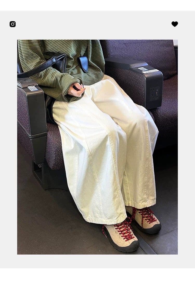 한 부서 화이트 모통이 칼 와이드 레깅스 바지 여름 2026 새로운 표지 넓적 다리 슬림해 보이는 배 모양 몸 하이웨이스트 캐주얼 바지 상세 이미지 1