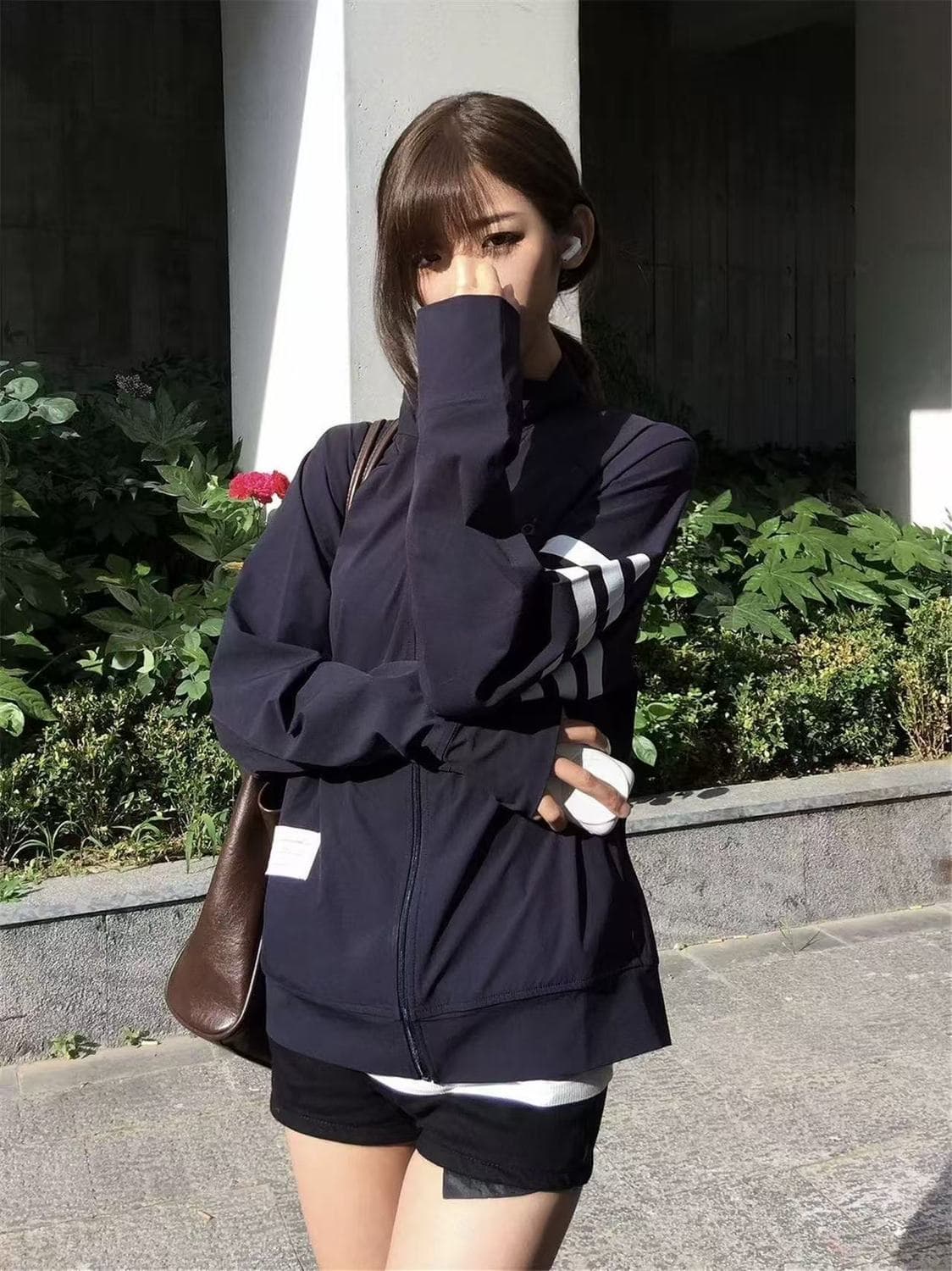 야외 얇은 스타일 아메리칸 스탠드 칼라 3개 바 자외선 차단 의류 여성 여름 국방 자외선 루즈핏 상세 이미지 3