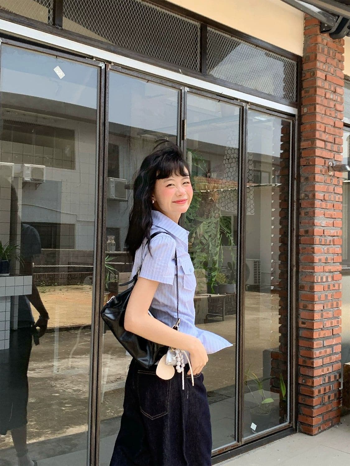 한 부서 연령 감소 긍정적 인 어깨 스트라이프 몸매 가꾸기 polo 여름 달콤함 새로운 반팔 디자인 셔츠 파란색 맨위 얇은 스타일 상세 이미지 3