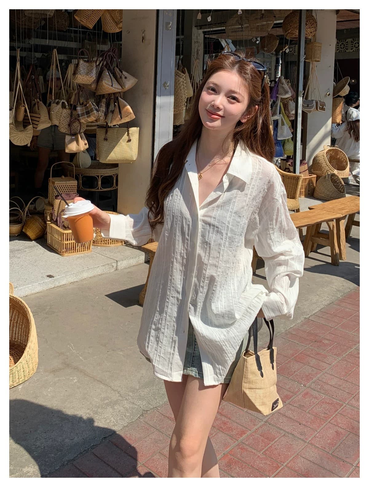 프랑스식 고급 센스 화이트 긴팔 여성 셔츠 봄 여름 새로운 얇은 스타일 출퇴근 다용도 캐주얼 품격 자외선 차단 맨위 상세 이미지 8