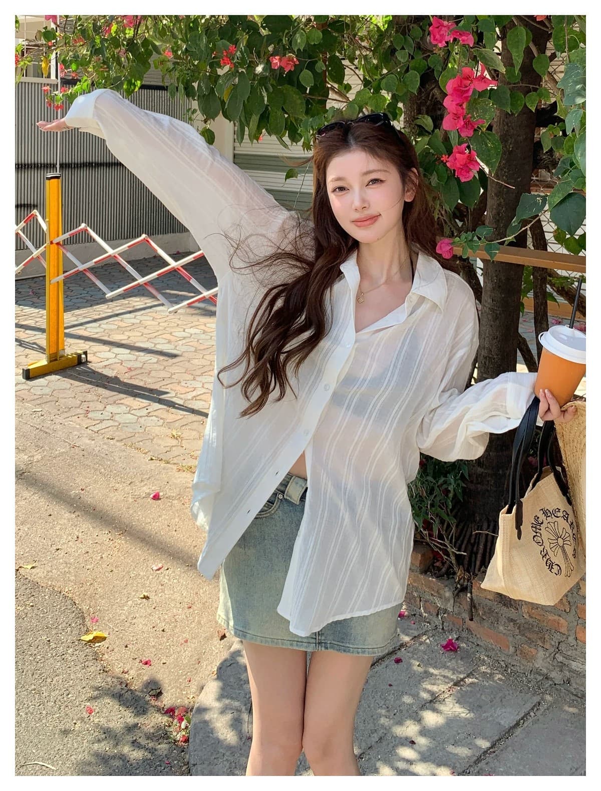 프랑스식 고급 센스 화이트 긴팔 여성 셔츠 봄 여름 새로운 얇은 스타일 출퇴근 다용도 캐주얼 품격 자외선 차단 맨위 상세 이미지 20