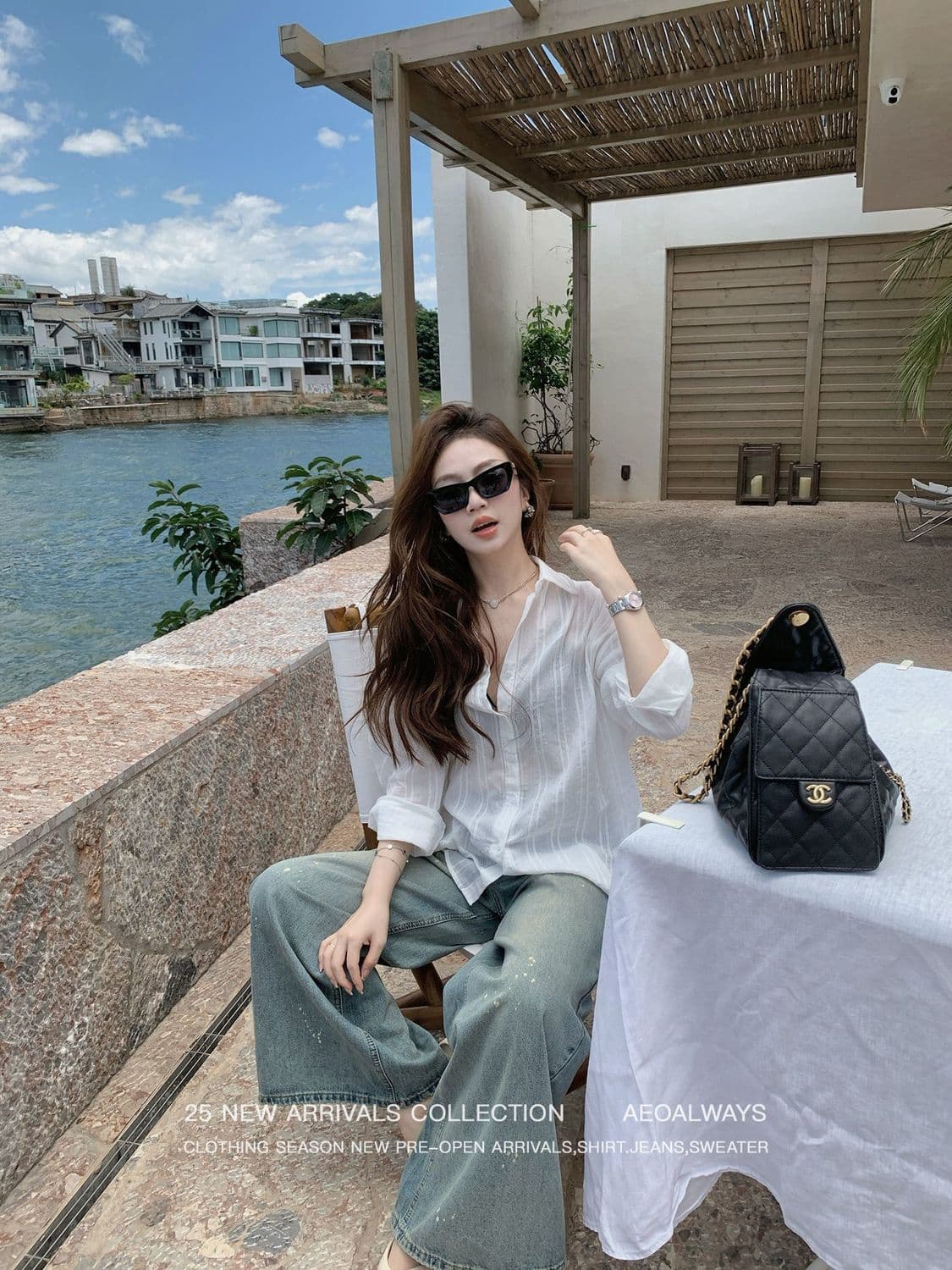 화이트 오래된 돈 바람 질감 센스 루즈핏 세로 줄무늬 화이트 여성 셔츠 한국 스타일 얇고 가벼운 긴팔 셔츠 ins 이미지 4