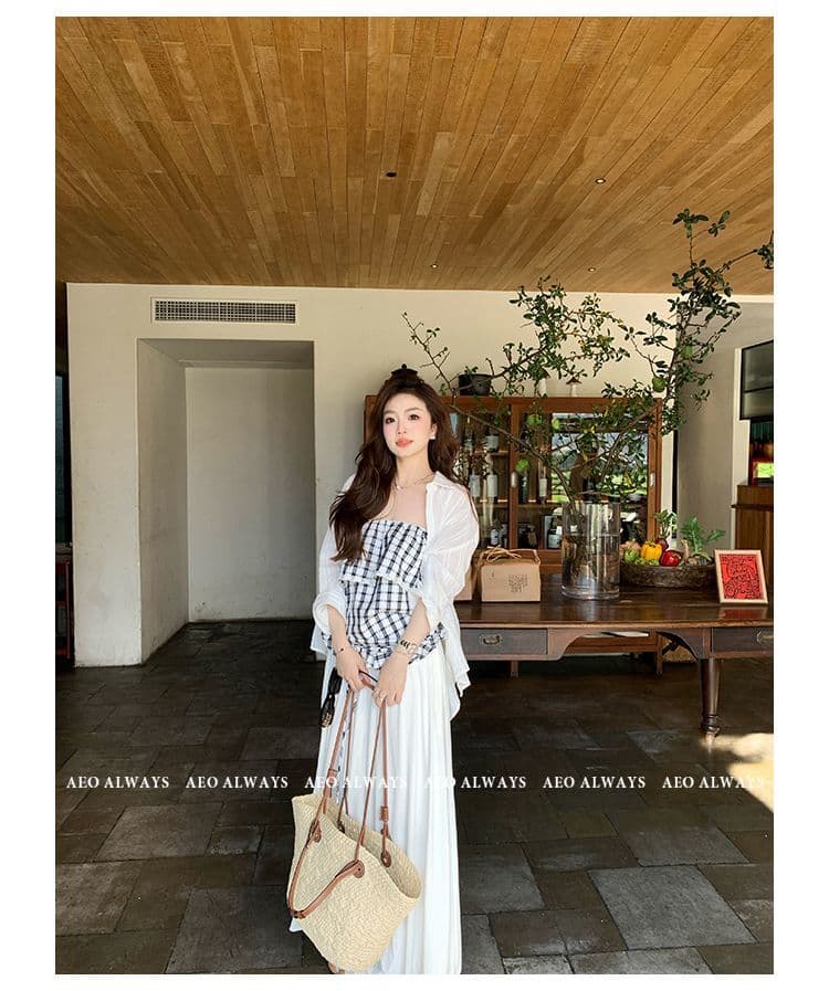 화이트 오래된 돈 바람 질감 센스 루즈핏 세로 줄무늬 화이트 여성 셔츠 한국 스타일 얇고 가벼운 긴팔 셔츠 ins 상세 이미지 5