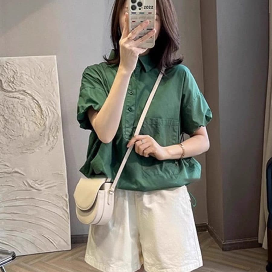 순면 화이트 넓은 다리가 짧다. 바지 여성 여름 얇은 스타일 지방 mm 외출용 하이웨이스트 루즈핏 다용도 캐주얼 바지 허리밴드 이미지 5