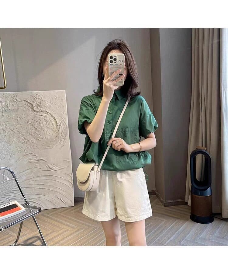 순면 화이트 넓은 다리가 짧다. 바지 여성 여름 얇은 스타일 지방 mm 외출용 하이웨이스트 루즈핏 다용도 캐주얼 바지 허리밴드 상세 이미지 6