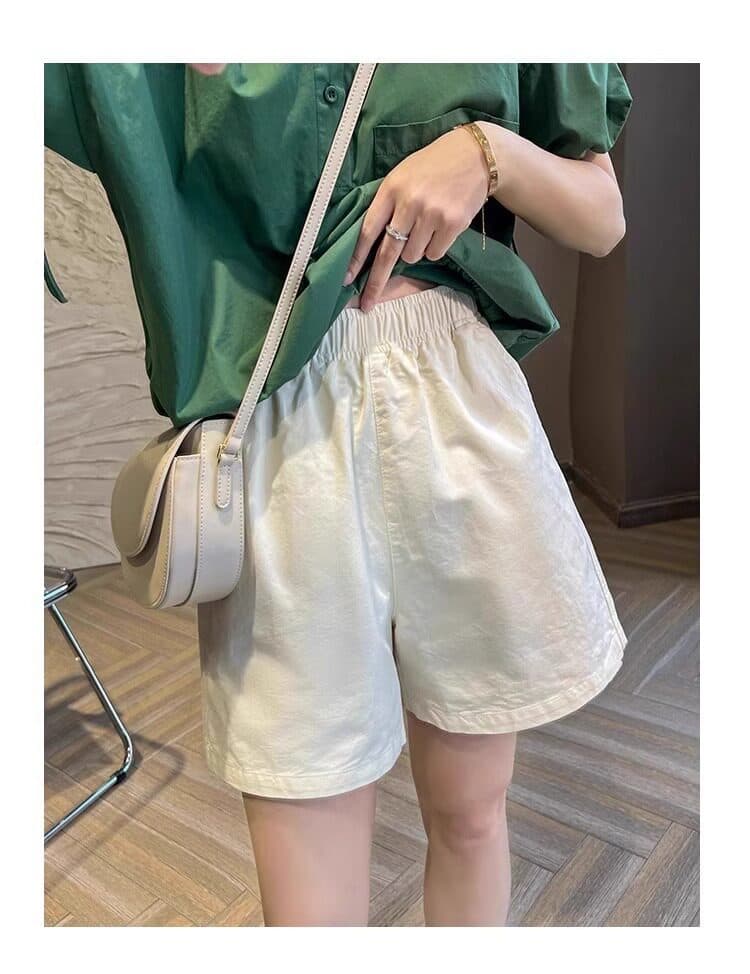 순면 화이트 넓은 다리가 짧다. 바지 여성 여름 얇은 스타일 지방 mm 외출용 하이웨이스트 루즈핏 다용도 캐주얼 바지 허리밴드 상세 이미지 7