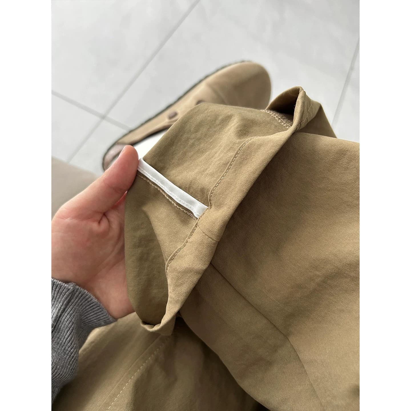 일본식 카키 색 넓은 다리 워크웨어 팬츠 여성 가을 새로운 통통한 여동생 mm 루즈핏 슬림해 보이는 느긋한 느슨함 센스 바지 이미지 4