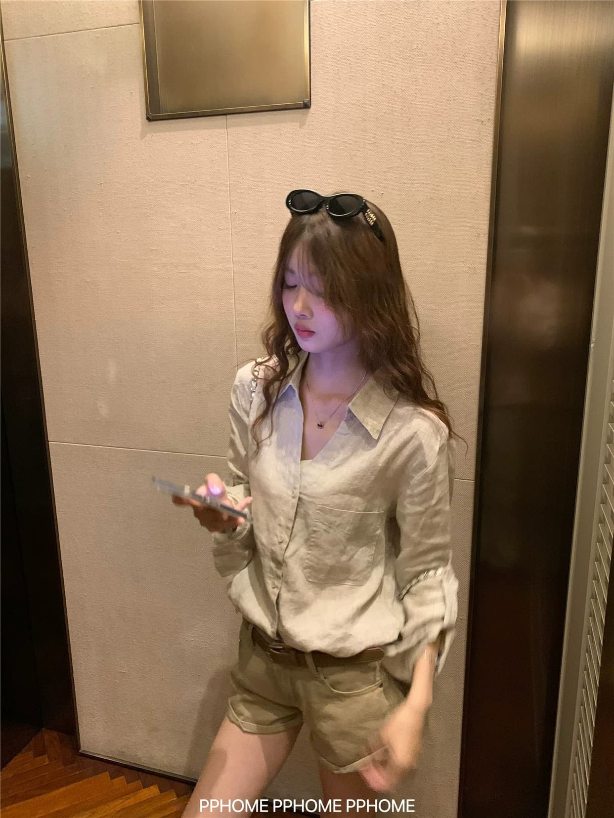 오래된 돈 V넥 느슨함 센스 넓은 에디션 아마 긴팔 셔츠 원본 마 자외선 차단 셔츠 상세 이미지 18