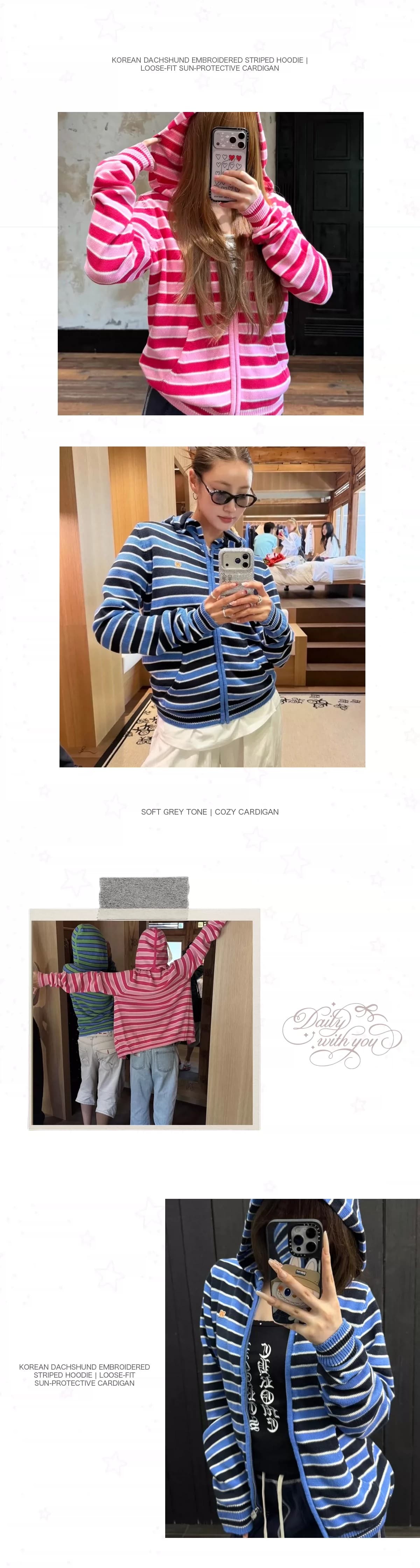 한 부서 가을 새로운 경기 사람들 스트라이프 니트 여자 오픈 가디건 지퍼 까마귀 캐주얼 재킷 상세 이미지 2