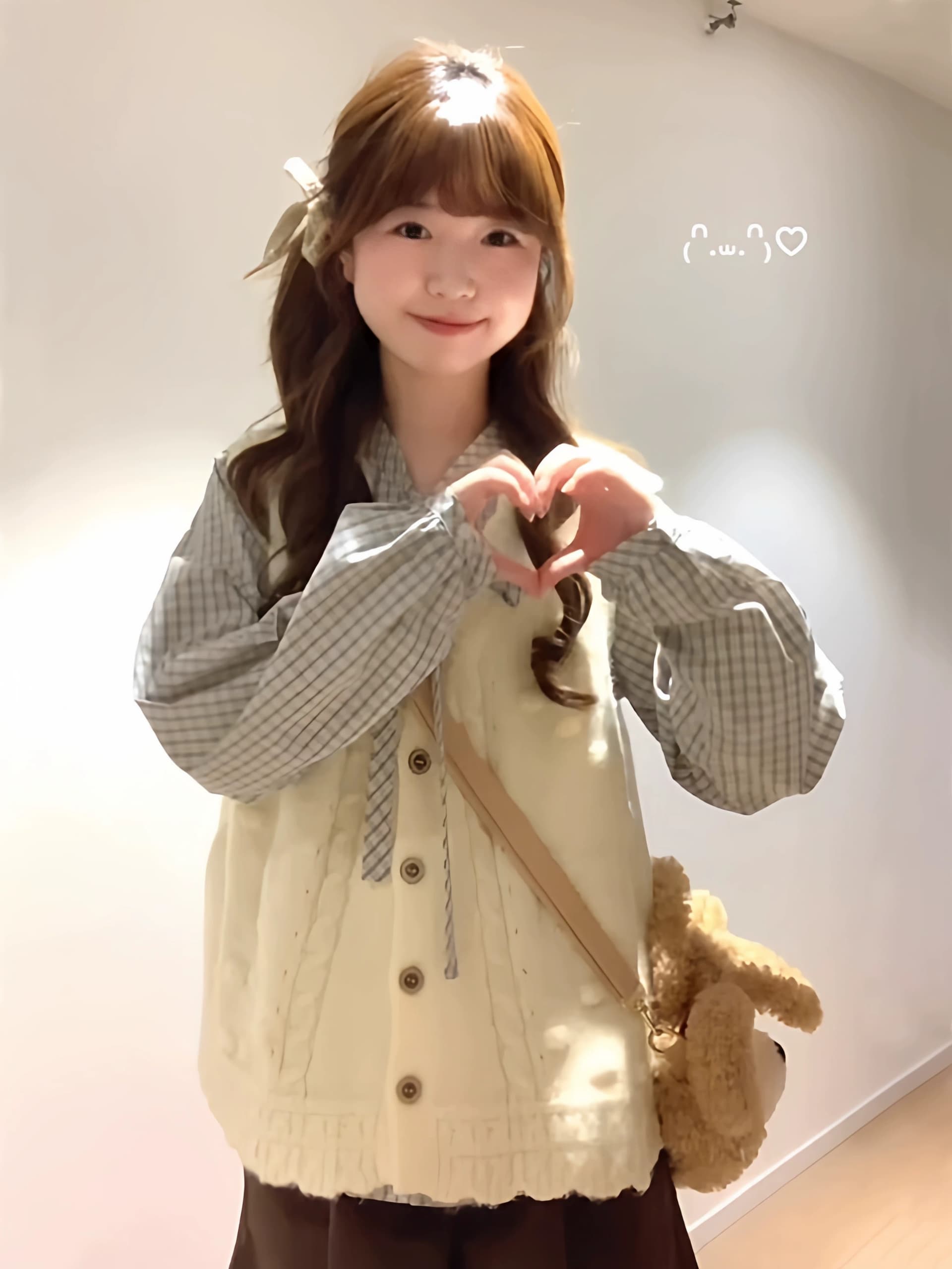 하트 비트 손 계정 한 부서 니트 오픈 가디건 베스트 스택 착용 셔츠 상세 이미지 1