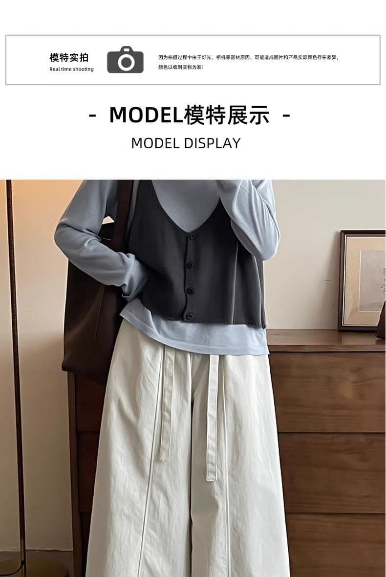 모통이 칼 와이드 레깅스 바지 가을 새로운 통통한 여동생 빅 사이즈 배 모양 몸 하이웨이스트 루즈핏 캐주얼 바지 상세 이미지 8