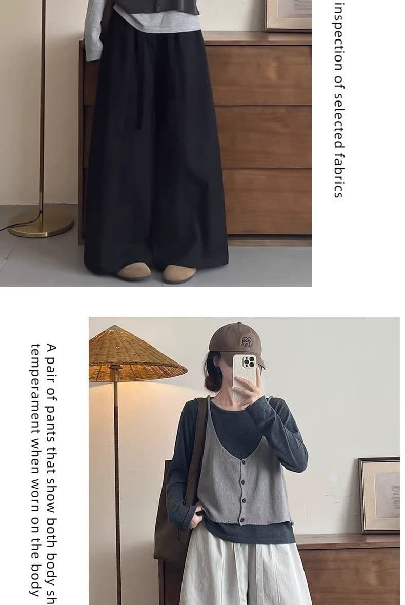 모통이 칼 와이드 레깅스 바지 가을 새로운 통통한 여동생 빅 사이즈 배 모양 몸 하이웨이스트 루즈핏 캐주얼 바지 상세 이미지 12
