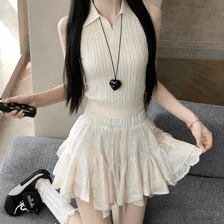 실사 여름 새로운 불규칙 미니 스커트 레이스 반신 스커트 상세 이미지 5