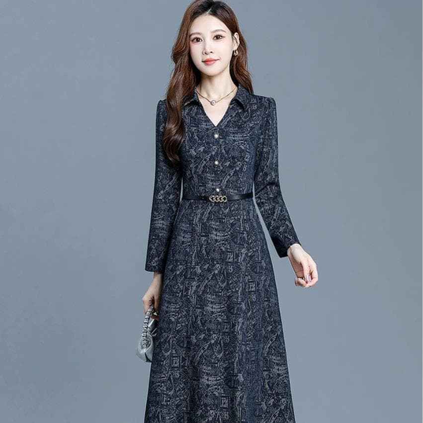 고급 품격 광저우 열세 개 폭발 봄과 가을 드레스 여성 긴 소매 고급 고귀한 외국 가스 중년 엄마 이미지 5