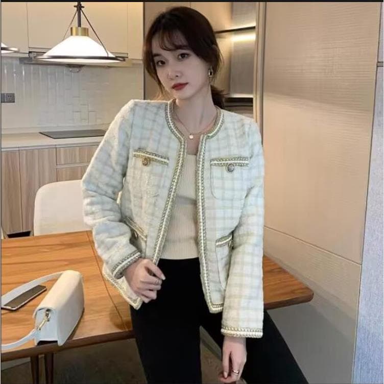 모직 짧은 외투 여성 로드 중 봄 가을 겨울 2026 년 새로운 작은 샤넬 스타일 캐주얼 외국 가스 폭발 패션 맨위 이미지 4