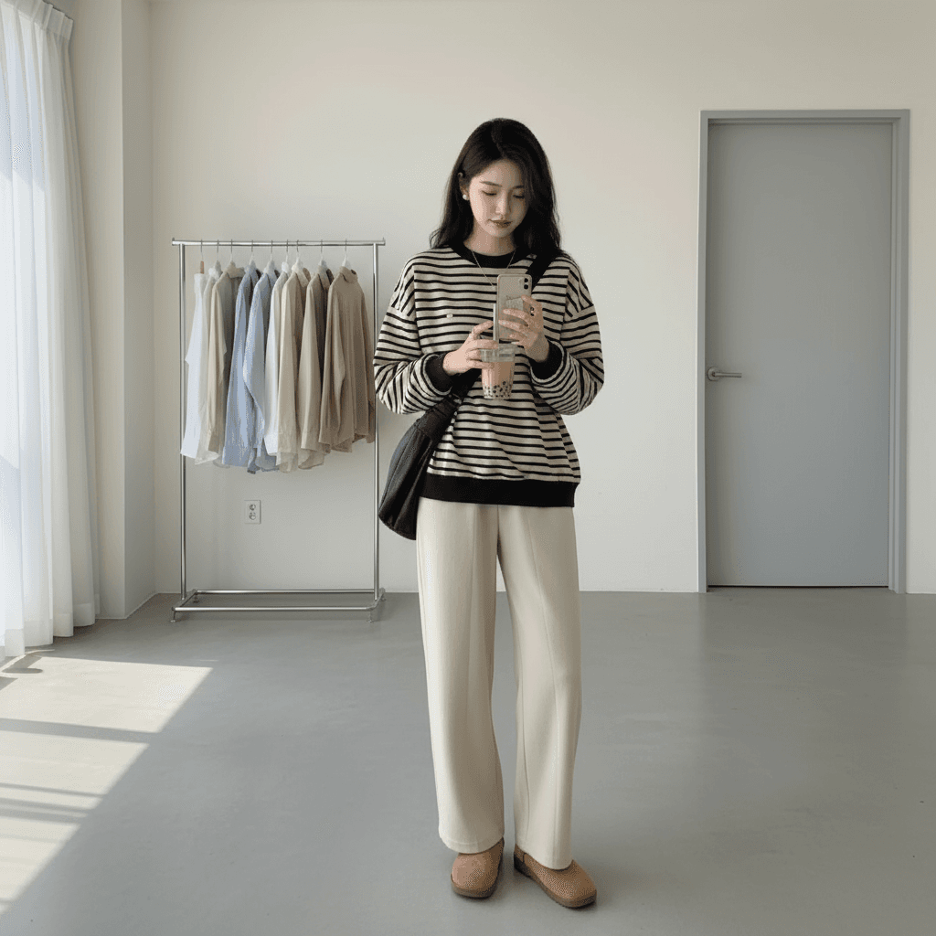 가을의 날 자이언트 잘 생긴 ~ 중 이른 가을 겨울 의류 전체 집합 ootd 착용 코디 전체 집합 고급 절묘한 투피스 슈트 여성 상세 이미지 1