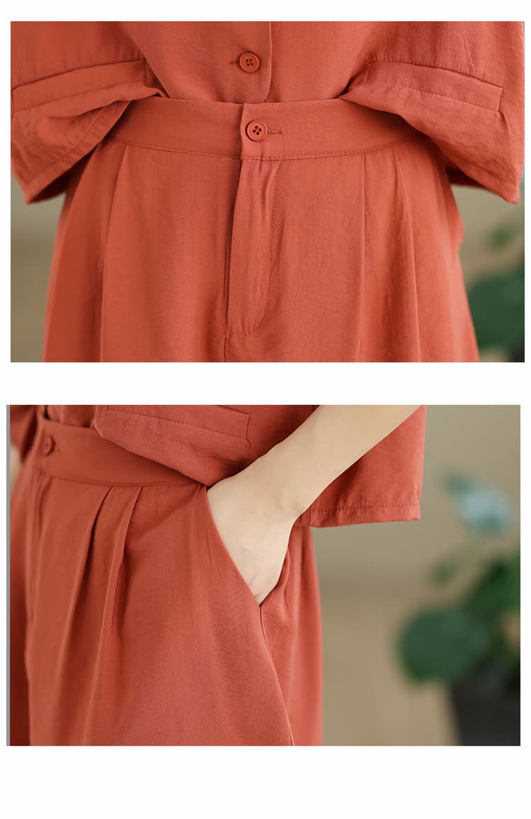 빅 사이즈 유럽 상품 작은 샤넬 스타일 캐주얼 패션 연령 감소 면 린넨 여성 여름 드레스 지방 mm 슬림해 보이는 반팔 반바지 투피스 슈트 상세 이미지 28