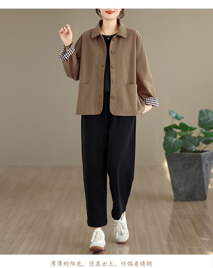 빅 사이즈 여성 의류 재킷 2026 이른 가을 새로운 루즈핏 캐주얼 재킷 맨위 중년 어머니 드레스 패션 겉옷 상세 이미지 14