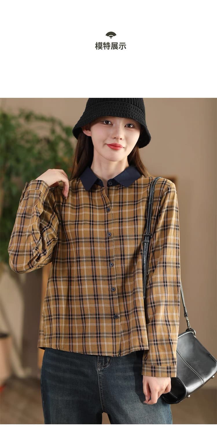 2026 여성 셔츠 이른 봄 새로운 체크무늬 여성 맨위 출퇴근 루즈핏 레트로 캐주얼 품격 면 소재 오픈 가디건 상세 이미지 11