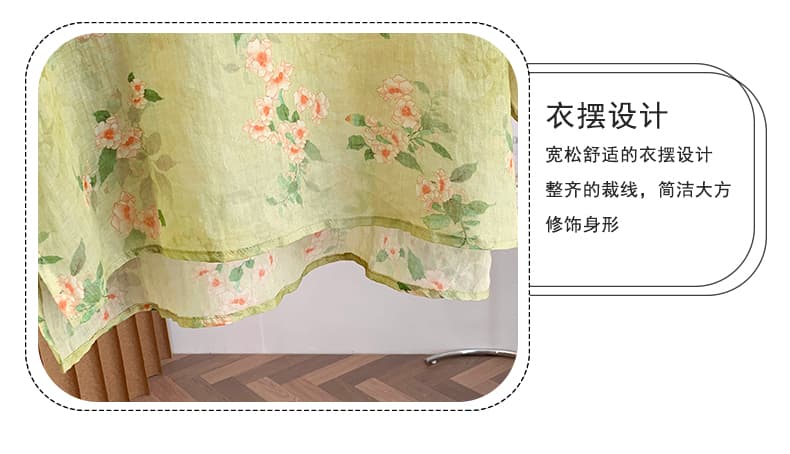 실사 문예 레트로 라운드 넥 자수 비스듬한 襟 단추 면 린넨 셔츠 여성 레저 루즈핏 풀오버 5 점 소매 맨위 상세 이미지 7