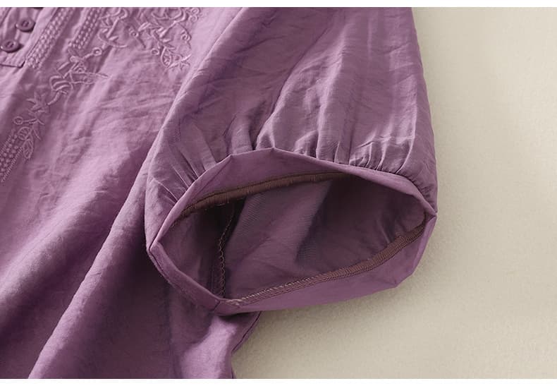 실사 2026 여름 한국 스타일 빅 사이즈 표지 고기 슬림해 보이는 주간 실크 코튼 자수 맨위 여성 상세 이미지 22