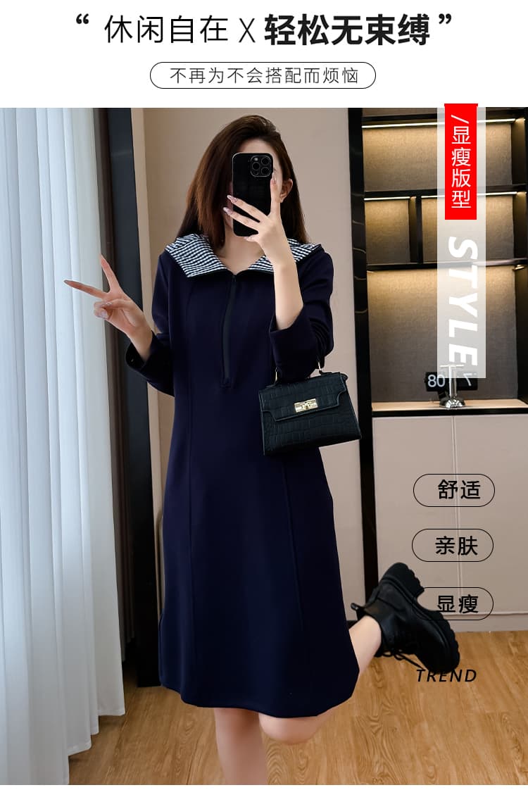 품격 우아함 슬림해 보이는 경기 코트 디자인 센스 빅 사이즈 외국 가스 연령 감소 체크무늬 패치워크 드레스 가을 겨울 다용도 상세 이미지 4