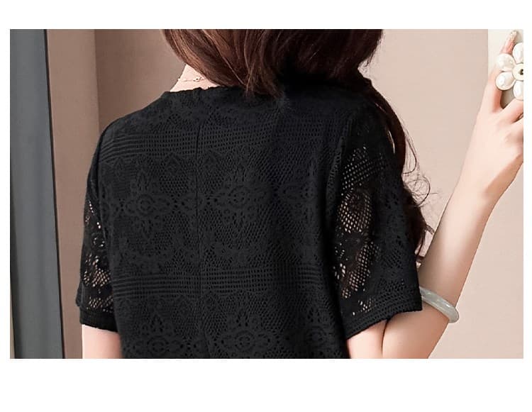 고급 빛 럭셔리 레이스 질감 센스 여성 드레스 여름 빅 사이즈 프랑스식 우아함 품격 라운드 넥 슈퍼 슬림해 보이는 작은 검은 드레스 상세 이미지 22