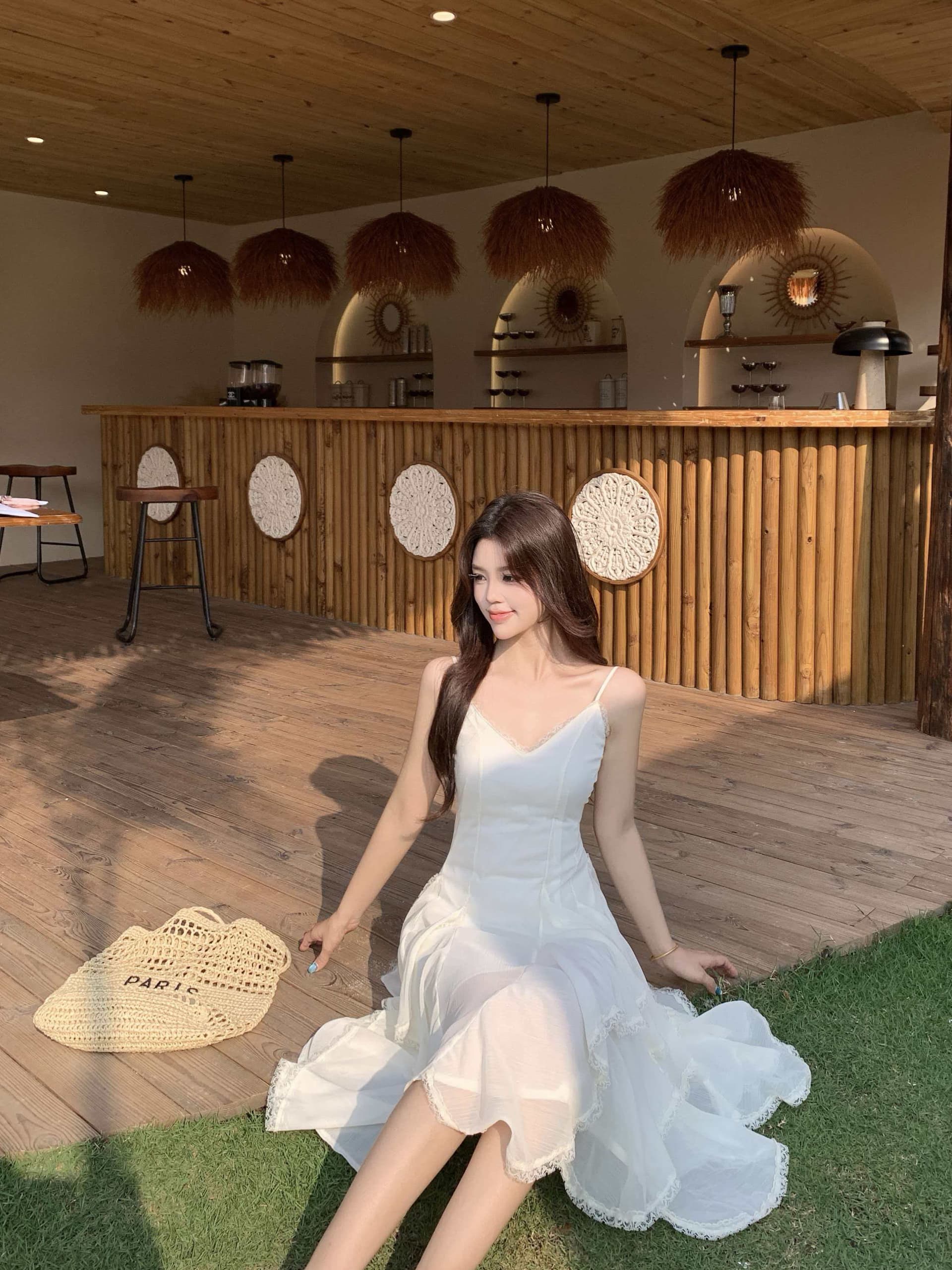 실사 빅 사이즈 레이스 패치워크 디자인 센스 Tulle 레이스 슬립 여성 드레스 봄 몸매 가꾸기 민소매 치마 상세 이미지 3