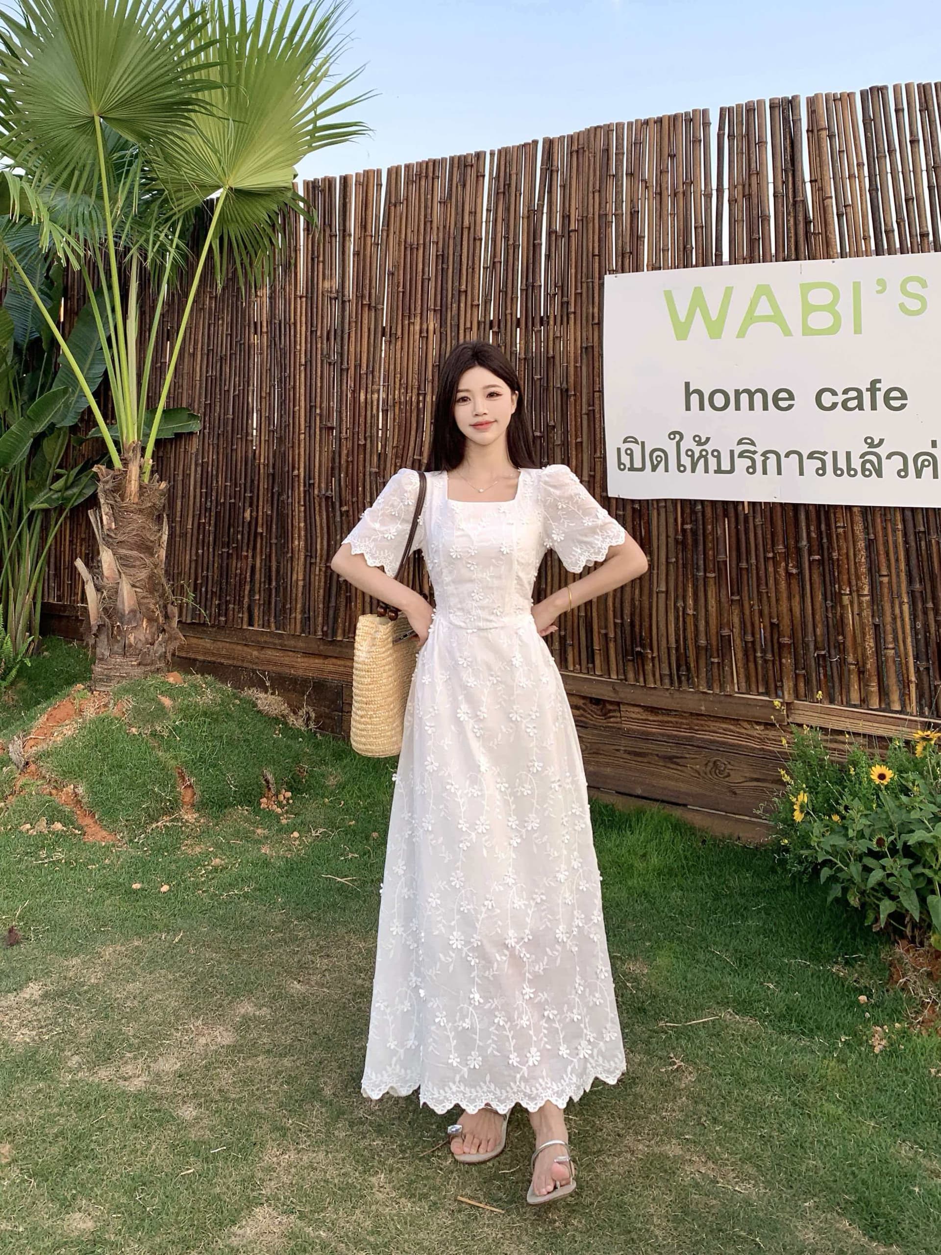 빅 사이즈 프랑스식 광장 칼라 자수 여성 드레스 여름 새로운 고급 센스 샤오 바이 치마 지방 mm 슬림해 보이는 허리 수축 치마 상세 이미지 16