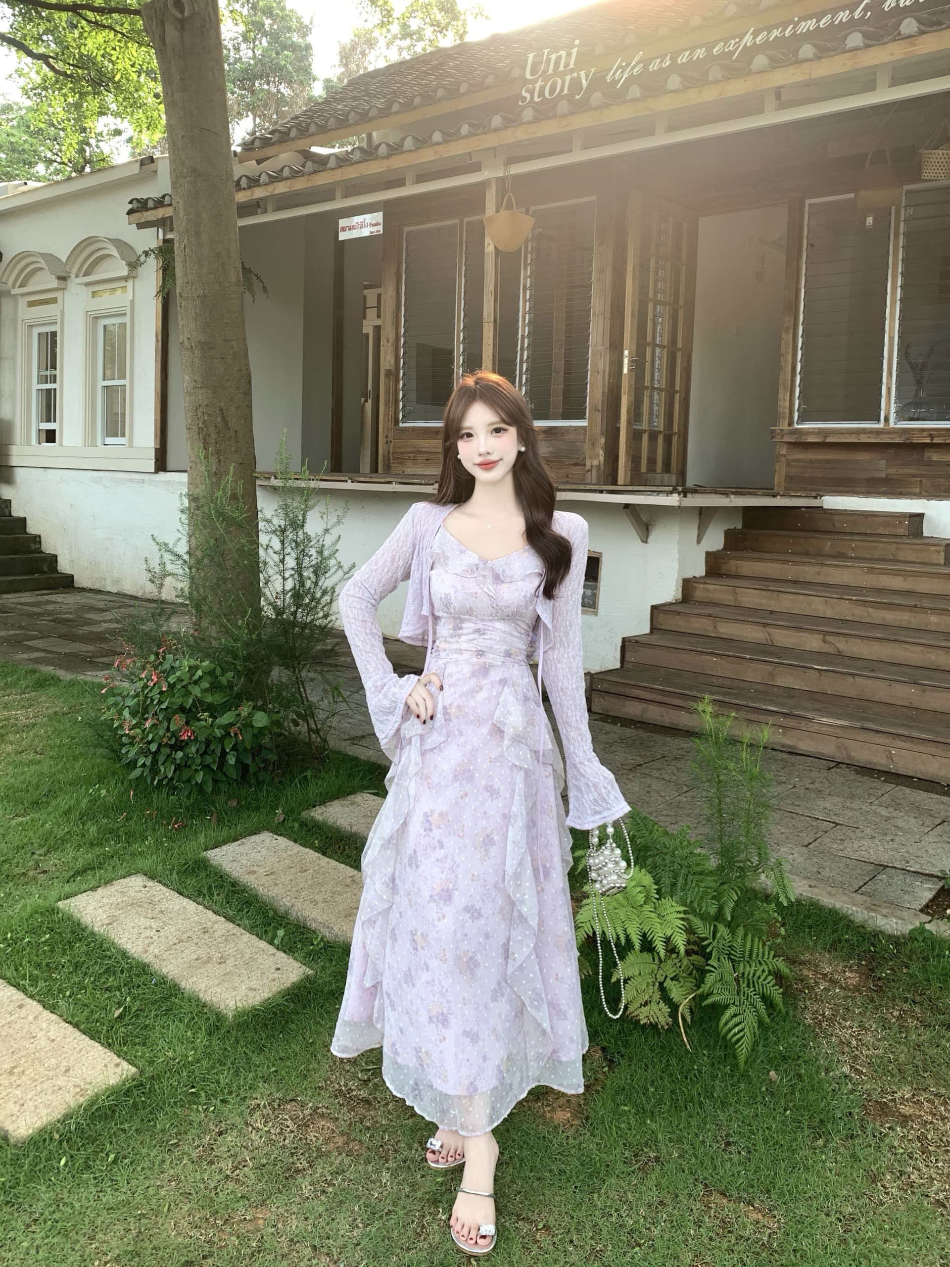 실사 2026 한 부서 점프 슈트 치마 세트 여성 긴 소매 오픈 가디건 낭만주의 슬립 중간 길이 스커트 슬림해 보이는 두 조각 치마 상세 이미지 14