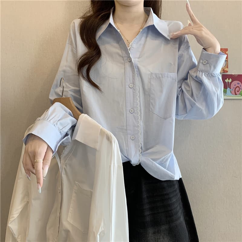 레이스 조각 V넥 긴팔 여성 셔츠 2026 가을 빅 사이즈 지방 mm 외국 가스 연령 감소 슬림해 보이는 디자인 센스 맨위 상세 이미지 12