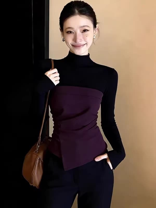 봄 자이언트 잘 생긴 ~ 중 디자인 센스 맨위 한 부서 chic 빛 럭셔리 고급 센스 고유 한 아름다운 배색 패치워크 티셔츠 상세 이미지 7