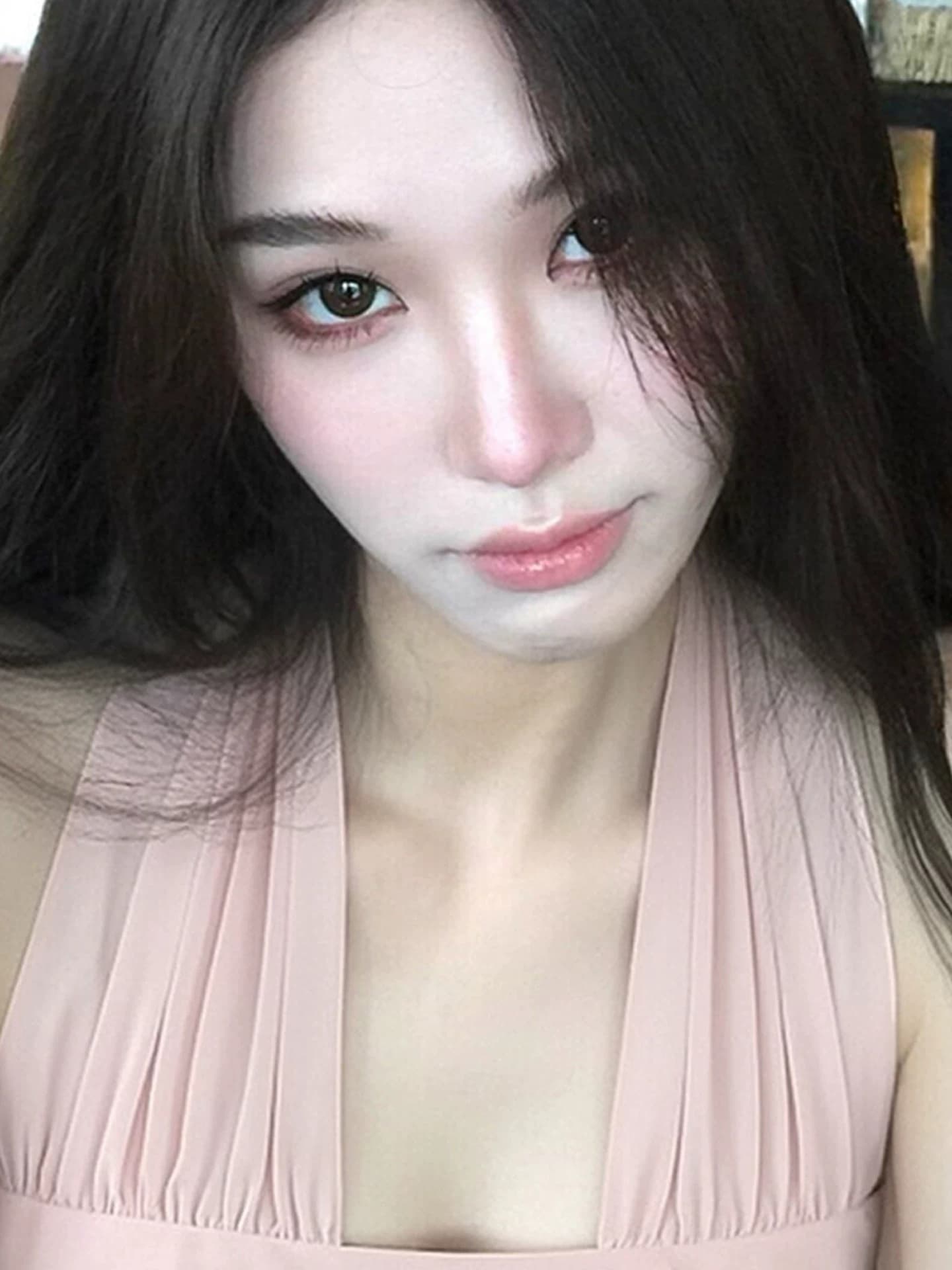 순수한 욕망 부서 핑크색 행침 목 민소매 기본 셔츠 여성 2026 여름 부드러운 바람 광장 칼라 허리 수축 디스플레이 몸 백리스 맨위 상세 이미지 4