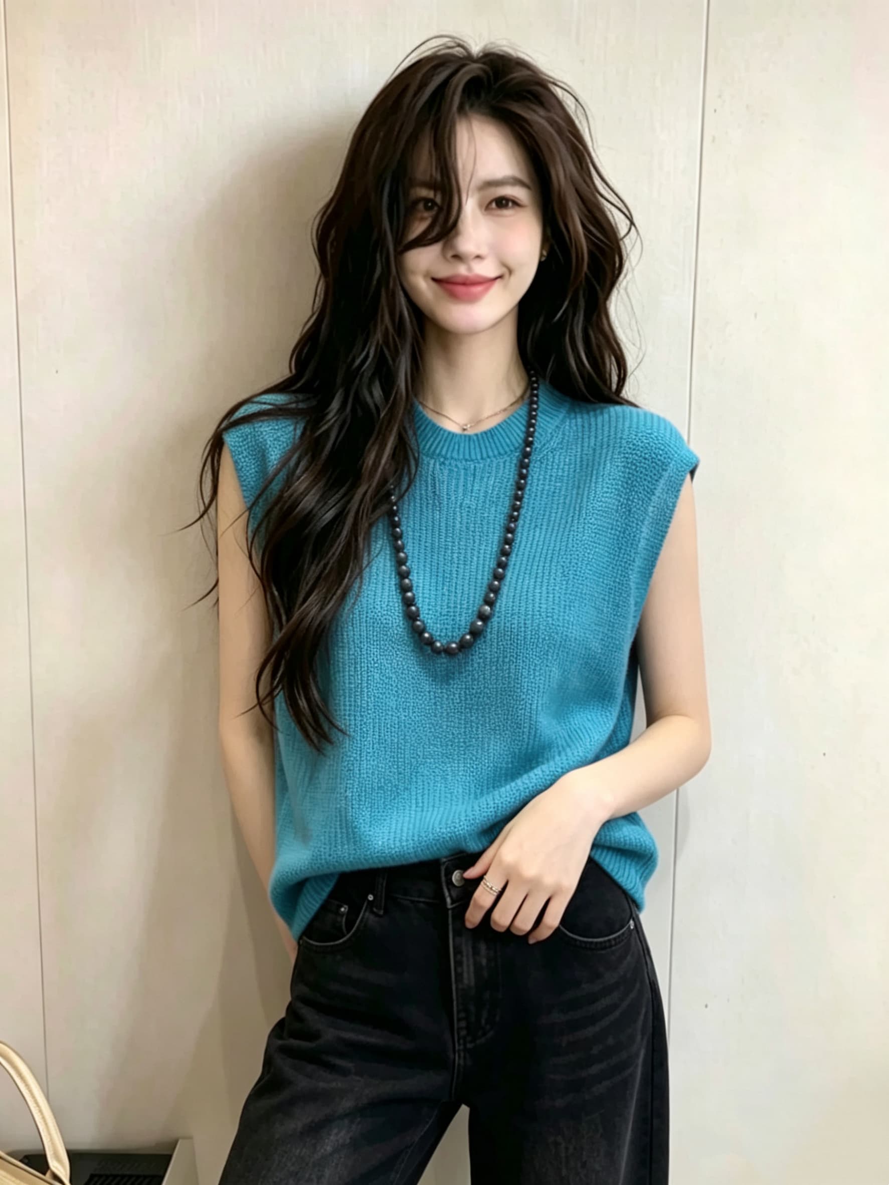 2026 여름 새로운 캐주얼 품격 다용도 니트 얇은 스타일 조끼 여자 트렌드 ins 바람 디스플레이 화이트 민소매 맨위 상세 이미지 2