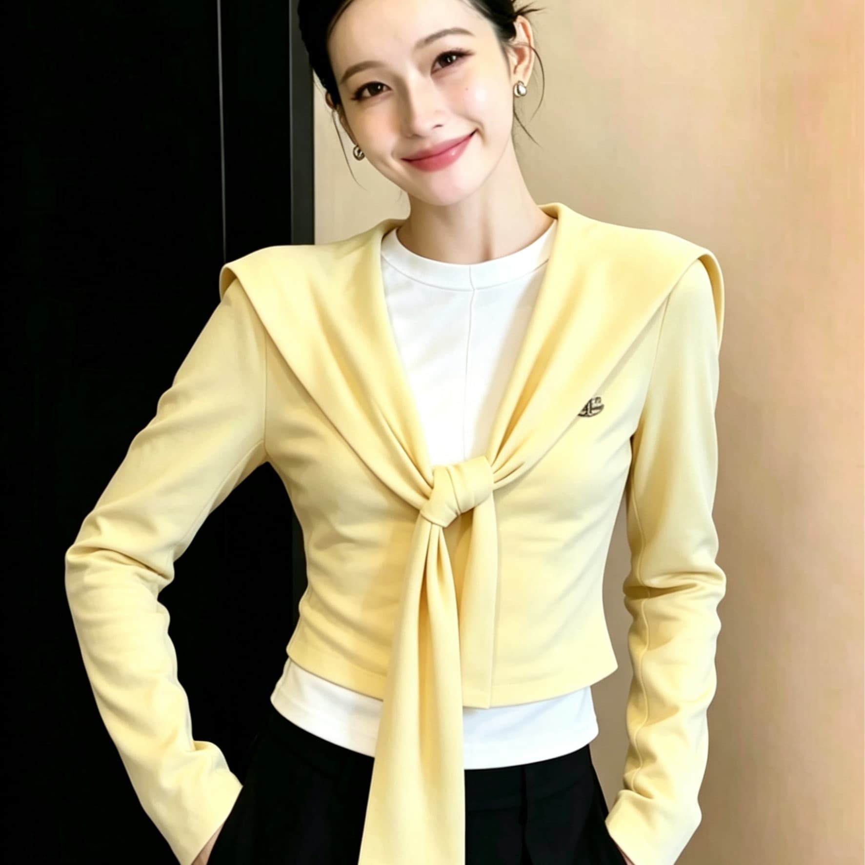 유럽 역 패션 외국 가스 디자인 센스 맨위 올해 인기 폭발 슈퍼 잘 생긴 황색 페이크 레이어드 티셔츠 여성 이미지 5