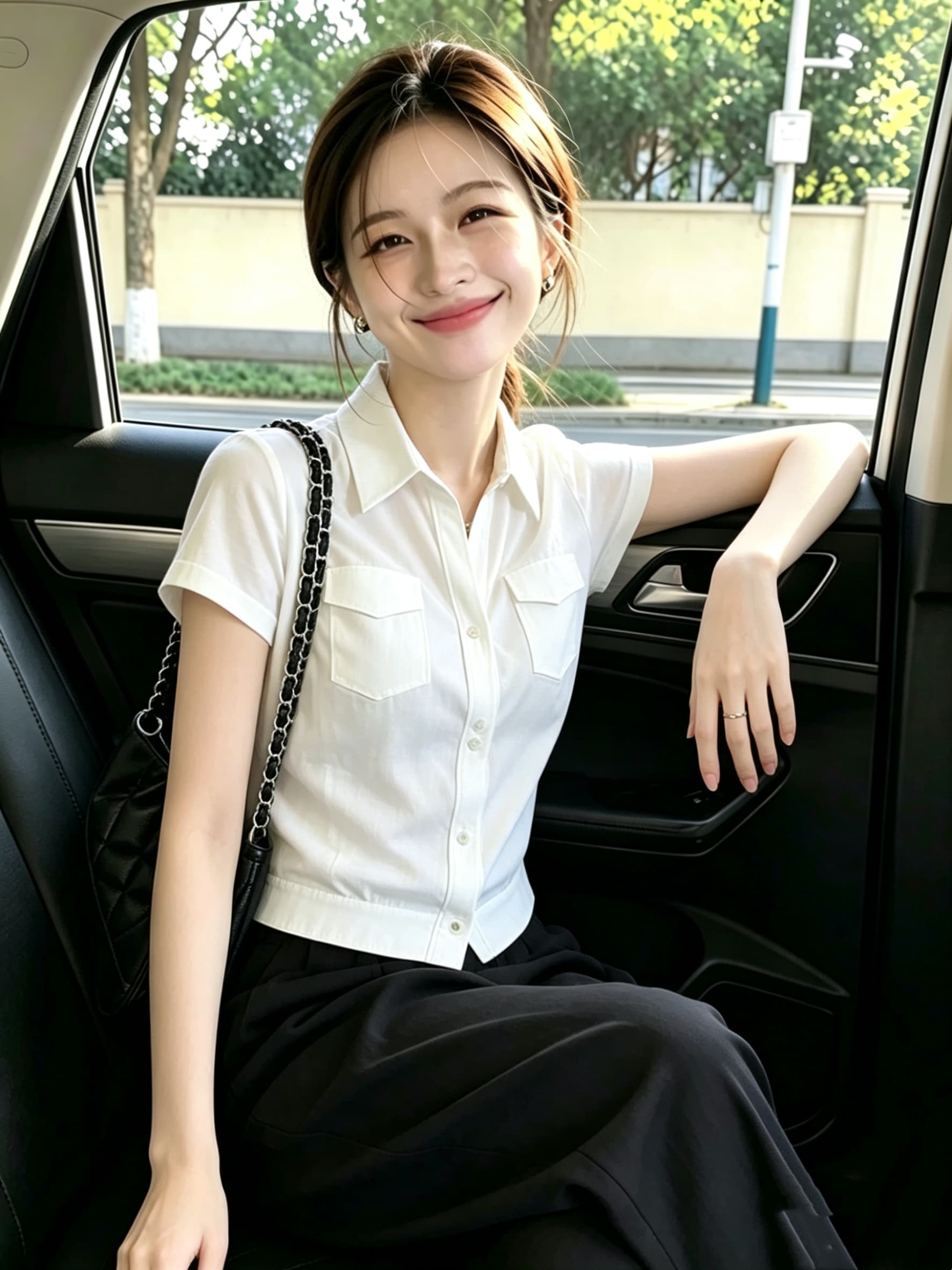 프랑스식 미니멀리즘 관대 한 화이트 폴로 칼라 반팔 여성 셔츠 2026 봄 여름 새로운 고급 센스 품격 출퇴근 맨위 상세 이미지 3