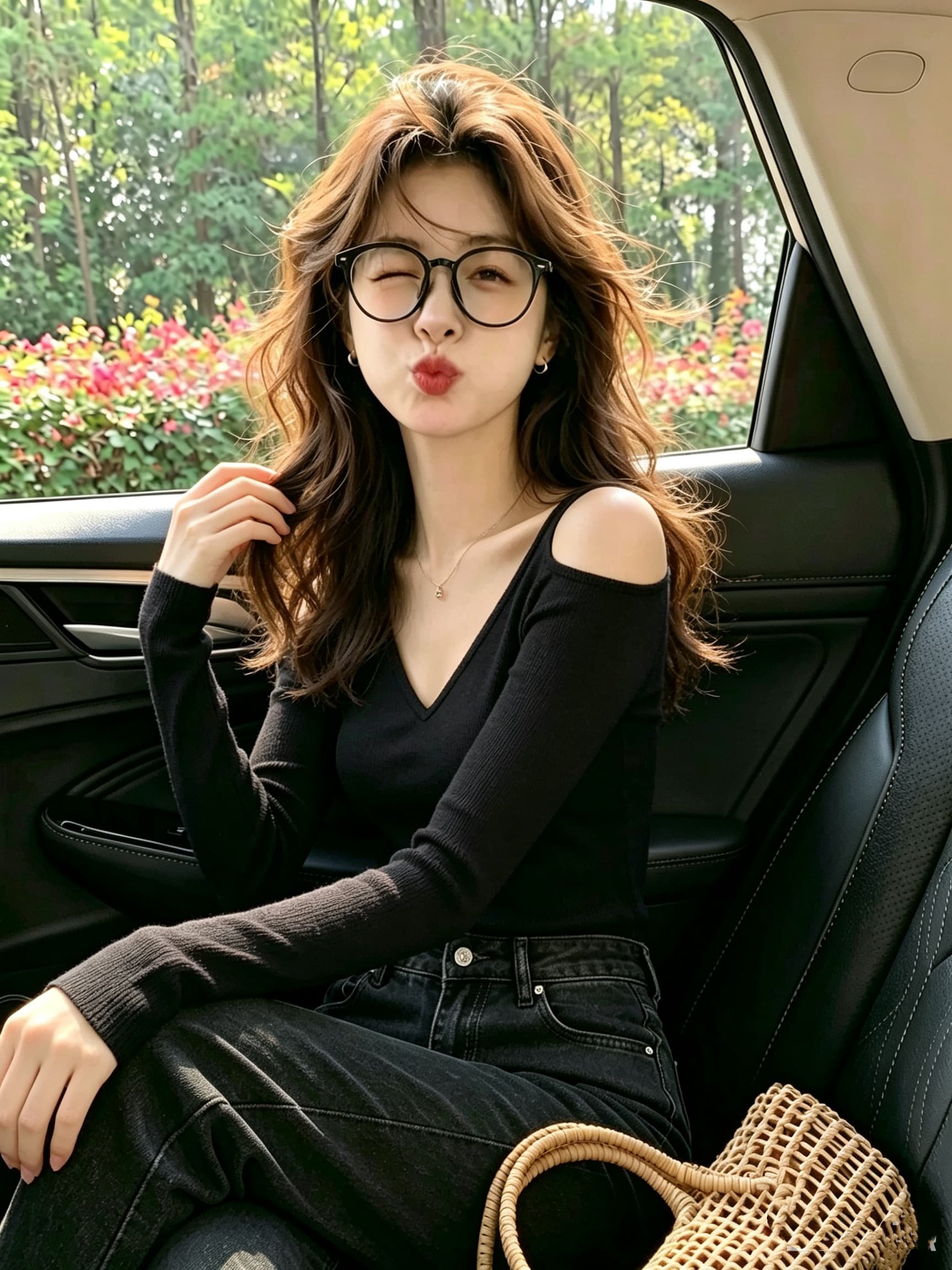 한 부서 품격 검정색 오프숄더 긴팔 가을 2026 년 새로운 고급 센스 V넥 슬림해 보이는 다용도 맨위 여성 의류 상세 이미지 4