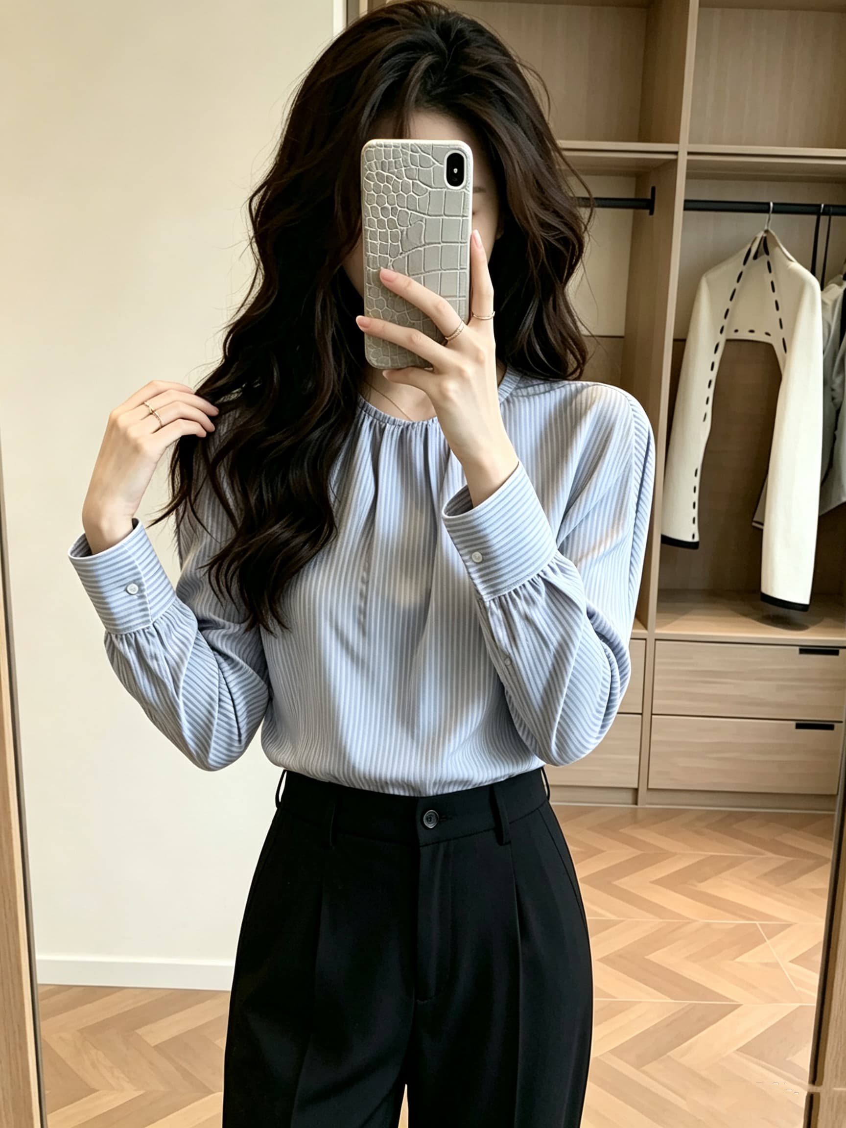 미니멀리즘 캐주얼 와 성별 느긋한 느슨함 편안함 슈퍼 잘 생긴 인기 다용도 파란색 맨위 여성 2026 가을 작은 셔츠 이미지 2