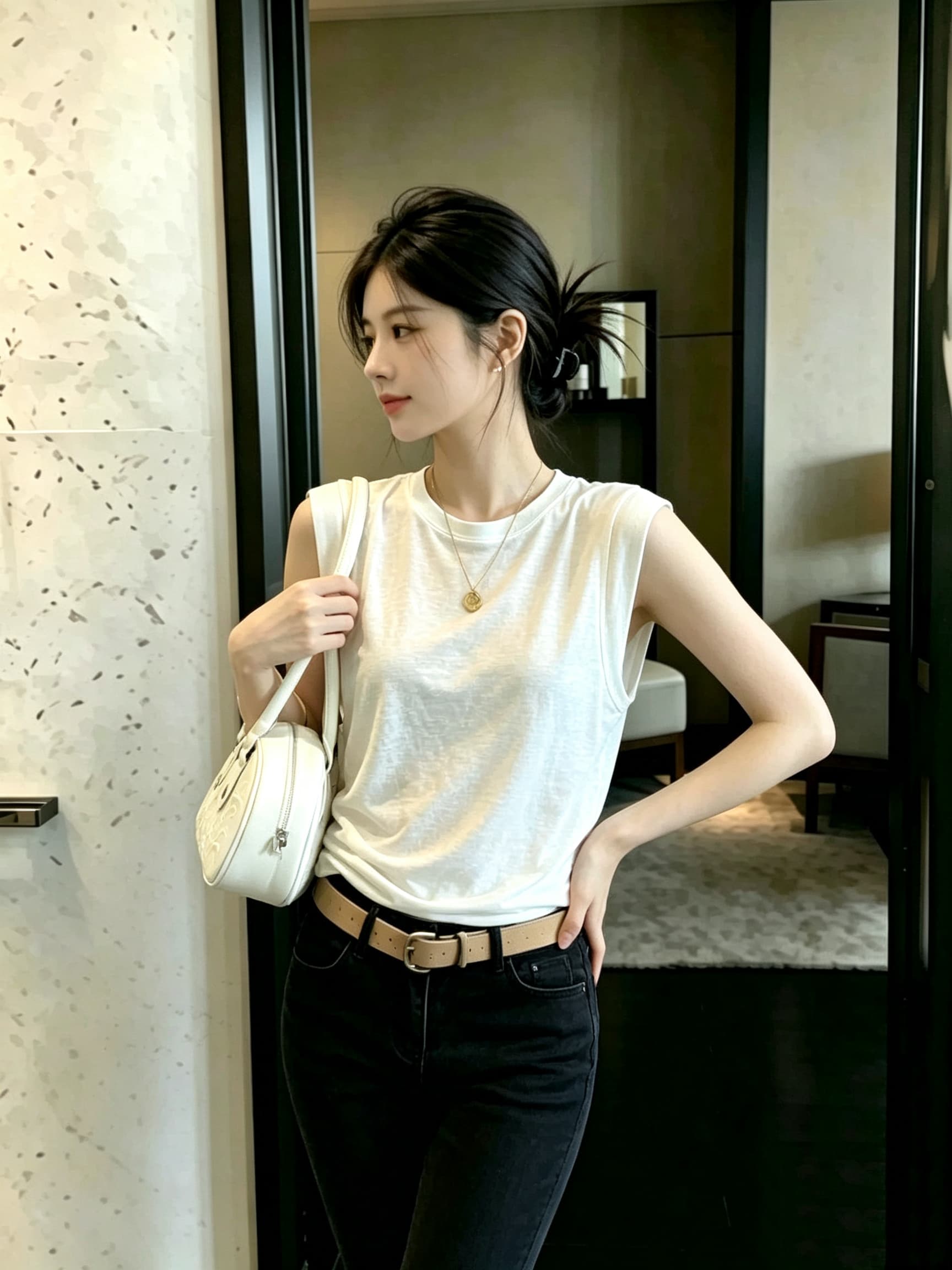 자이언트 편안함 프랑스 비와 이슬 아마 면 린넨 다용도 고급 작은 날다 소매 루즈핏 슬림해 보이는 연령 감소 반팔 티셔츠 상세 이미지 2