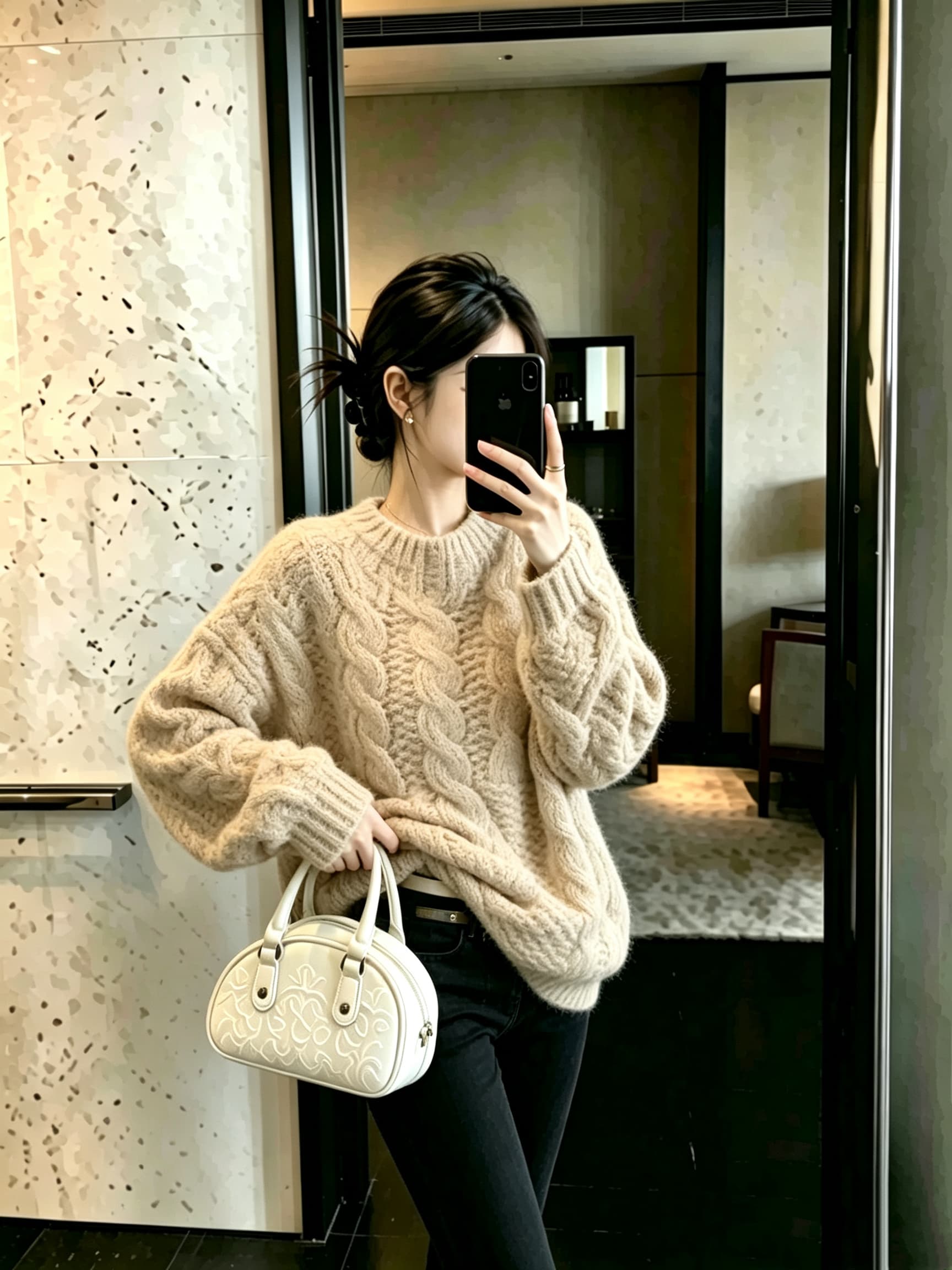 프랑스식 레트로 꽈배기 두꺼움 스웨터 여자 가을 겨울 늦가을 초 겨울 플리스 플러시 착용 가져 가라. 우유 fufu 느긋한 니트 맨위 이미지 3