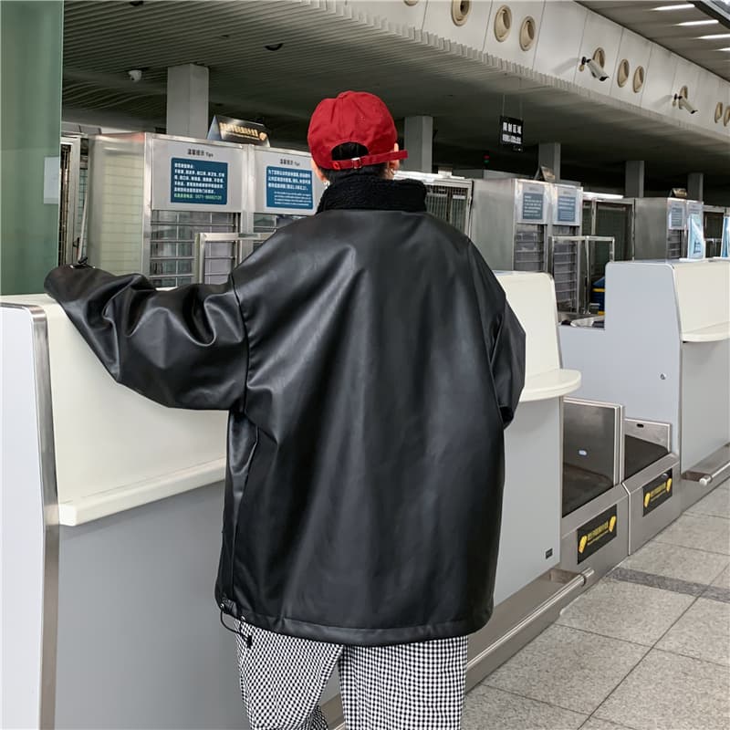 양털 플리스 면 옷 남자 겨울 보온 스탠드 칼라 면 의류 재킷 털이 있고 두꺼운 가죽 재킷 양면 착용 목화 진딧물 패딩 재킷 상세 이미지 20