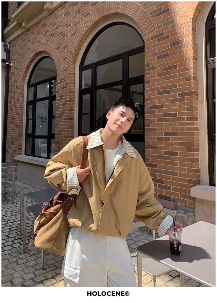 봄 가을 악당 잘 생긴 재킷 남자 여자 높음 거리 조수 브랜드 항구 바람 일본식 하라주쿠 스타일 한국 스타일 트렌드 커플 루즈핏 재킷 상세 이미지 4