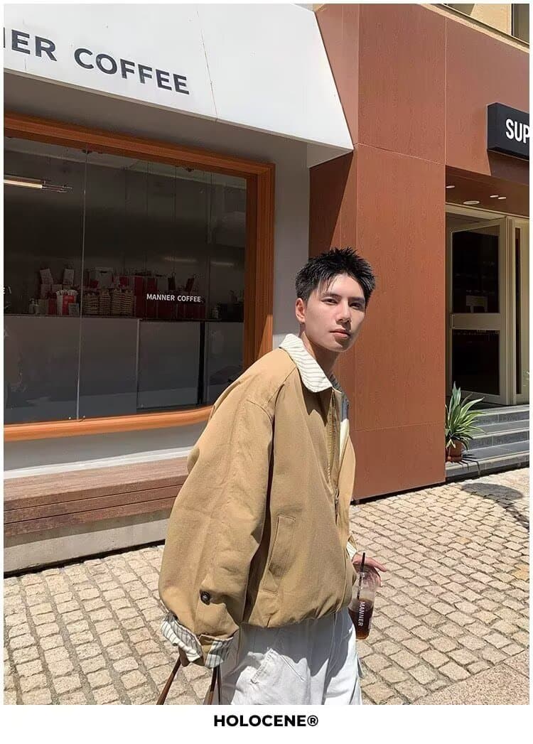 봄 가을 악당 잘 생긴 재킷 남자 여자 높음 거리 조수 브랜드 항구 바람 일본식 하라주쿠 스타일 한국 스타일 트렌드 커플 루즈핏 재킷 상세 이미지 5
