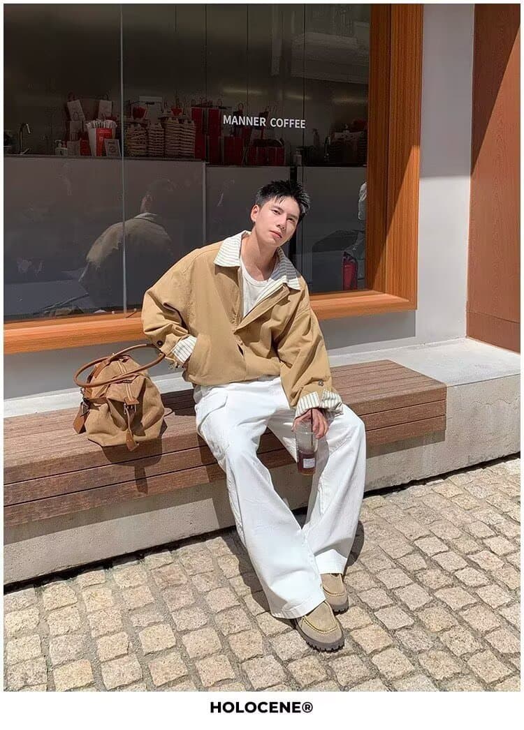 봄 가을 악당 잘 생긴 재킷 남자 여자 높음 거리 조수 브랜드 항구 바람 일본식 하라주쿠 스타일 한국 스타일 트렌드 커플 루즈핏 재킷 상세 이미지 10