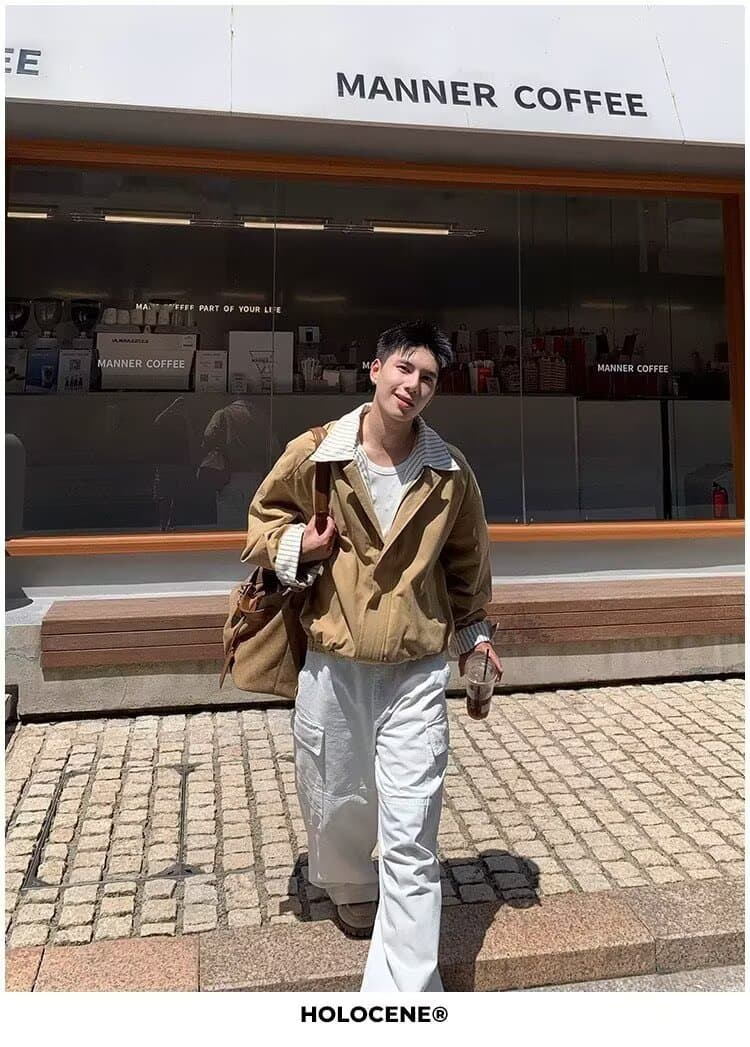 봄 가을 악당 잘 생긴 재킷 남자 여자 높음 거리 조수 브랜드 항구 바람 일본식 하라주쿠 스타일 한국 스타일 트렌드 커플 루즈핏 재킷 상세 이미지 11