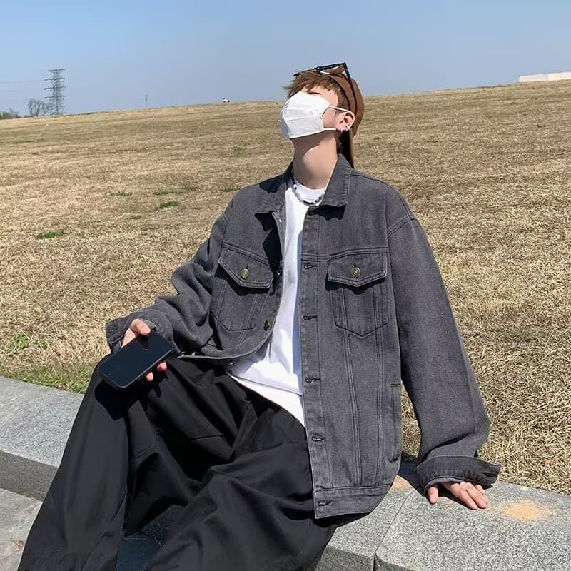 봄 가을 악당 잘 생긴 카우보이 바깥 남성 세트 여자 높음 거리 조수 브랜드 항구 바람 일본식 하라주쿠 스타일 트렌드 루즈핏 커플 재킷 이미지 3
