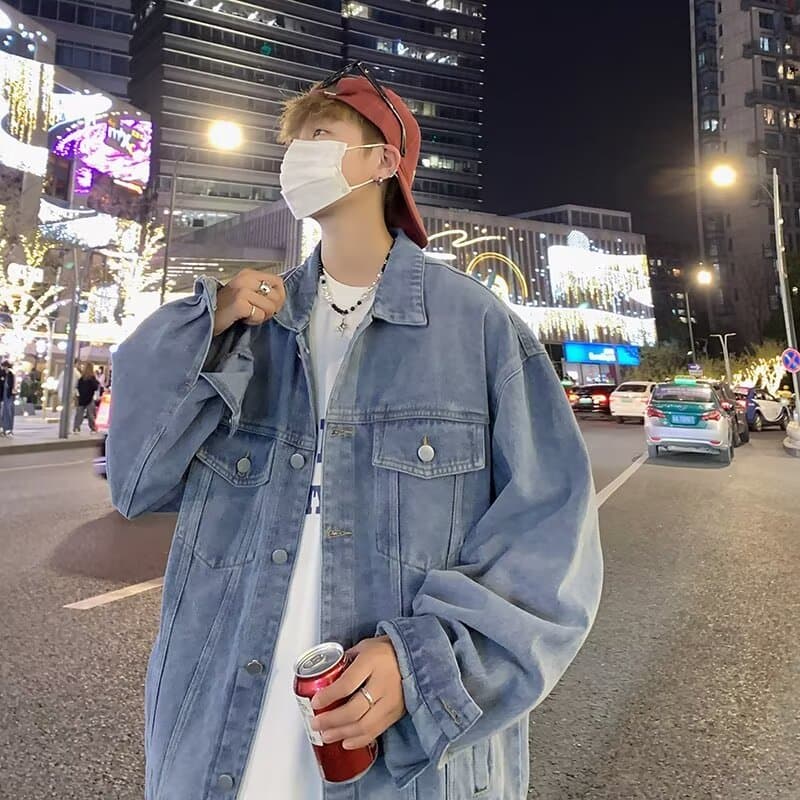 봄 가을 악당 잘 생긴 카우보이 바깥 남성 세트 여자 높음 거리 조수 브랜드 항구 바람 일본식 하라주쿠 스타일 트렌드 루즈핏 커플 재킷 상세 이미지 6